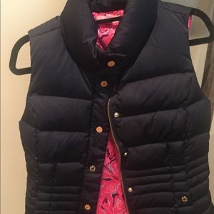 Lilly Pulitzer Navy Pattern Puffer Vest
